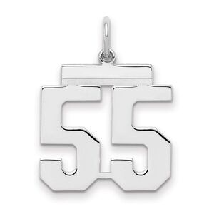 Sterling Silver, Athletic Collection Medium Polished Number 55 Pendant